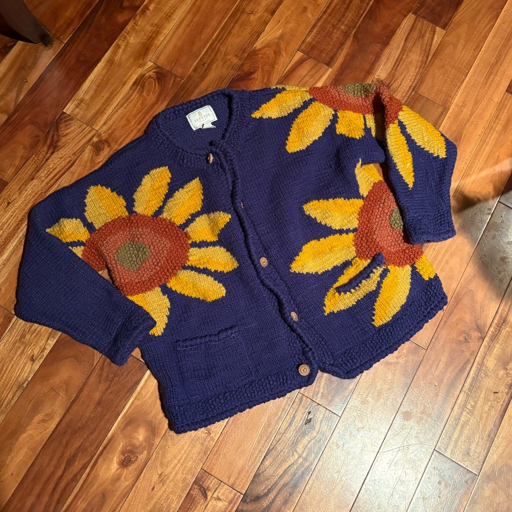 VINTAGE SUNFLOWER KNIT CARDIGAN